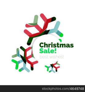 Christmas sale, vector greeting card or banner. Vector New Year elements with white copyspace