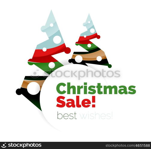 Christmas sale, vector greeting card or banner. Vector New Year elements with white copyspace