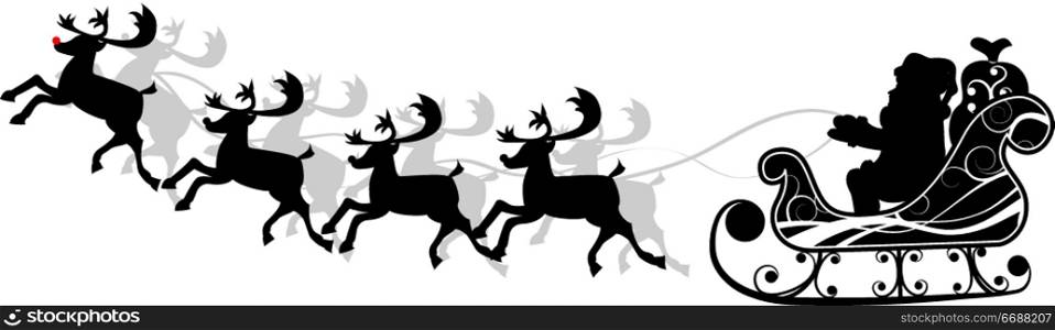 Christmas Santa and deer, vector