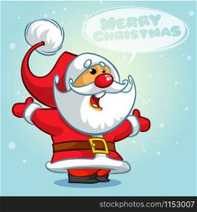 Christmas Santa Claus with bubble. Greeting card background poster. Vector illustration.