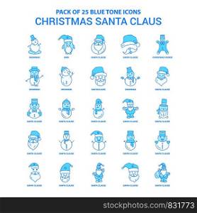 Christmas Santa Clause Blue Tone Icon Pack - 25 Icon Sets
