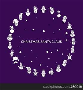 Christmas Santa Clause Icon Set. Infographic Vector Template