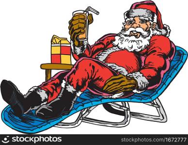 Christmas Santa Lounging Vector Illustration