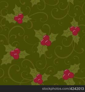 Christmas seamless background with holly berry