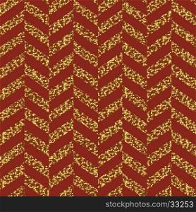 Christmas Seamless chevron pattern. Red and gold. Glittering golden surface. Template for Greeting Scrapbooking, Congratulations, Invitations, Packaging.