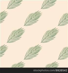 Christmas seamless doodle pattern with green fir branches in minimalistic style. Pink pastel background. Decorative backdrop for fabric design, textile print, wrapping, cover. Vector illustration.. Christmas seamless doodle pattern with green fir branches in minimalistic style. Pink pastel background.