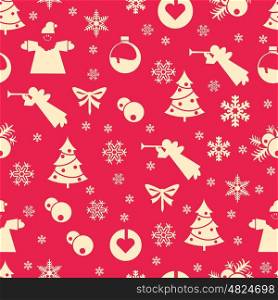 Christmas seamless pastel retro vector patterns tiling. Endless texture can be used for printing onto fabric and paper or scrap booking, surface textile, web page background. New Year abstract shapes.