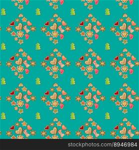 Christmas seamless pattern background with gingerbread collection