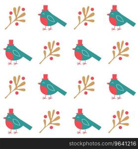 Christmas seamless pattern birds Royalty Free Vector Image