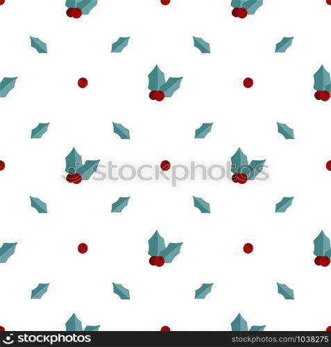 Christmas seamless pattern for background, wrapping paper, fabric, surface design. Naive Christmas repeatable motif with berries. vector illustration. Christmas seamless pattern for background