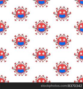 Christmas seamless pattern made from coronavirus bacteria character in face mask.. Christmas seamless pattern made from coronavirus bacteria character in medical mask.