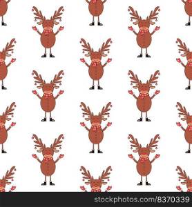 Christmas seamless pattern made from Deer character isolated on a white background.. Christmas seamless pattern made from Deer character on a white background.