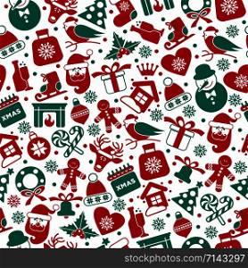 Christmas seamless pattern of flat ney years icons.. Christmas seamless pattern of icons.
