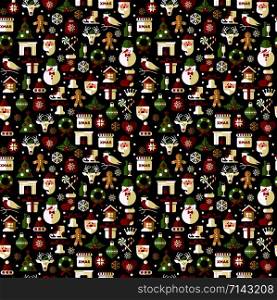 Christmas seamless pattern of icons.