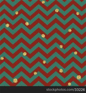 Christmas Seamless pattern. Red, Gold and Green. Glittering golden surface. Template for Greeting Scrapbooking, Congratulations, Invitations, Packaging.