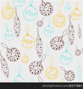 Christmas seamless pattern with balls, baubles, cones, bows blue background. Perfect for holiday invitations, winter greeting cards, wallpaper and gift paper.. Christmas seamless pattern with balls, baubles, cones, bows blue background. Perfect for holiday invitations, winter greeting cards, wallpaper and gift paper