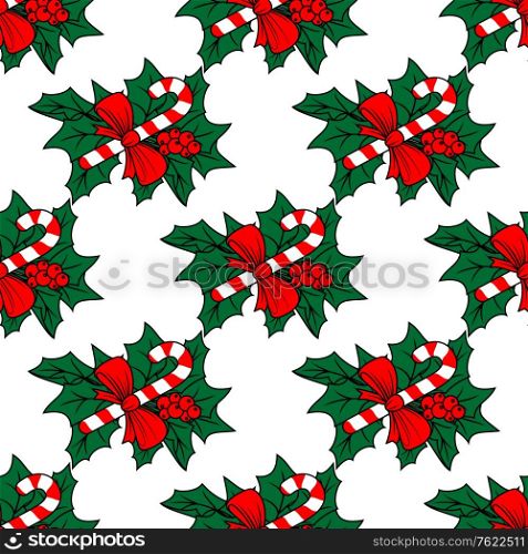 Christmas seamless pattern with candy sticks for holiday design