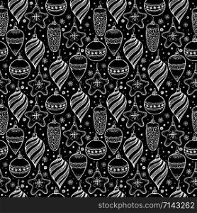Christmas seamless pattern with christmas elements on black.. Christmas seamless pattern with christmas elements.
