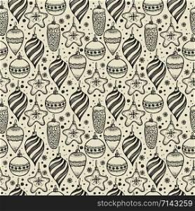 Christmas seamless pattern with christmas elements on grey.. Christmas seamless pattern with christmas elements.