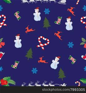 Christmas seamless pattern with Christmas symbols. Vector. Christmas seamless pattern