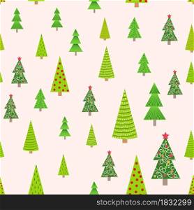 Christmas seamless pattern with Christmas trees of different sizes, forest. Christmas wrapping paper.. Christmas seamless pattern with Christmas trees of different sizes, forest. Christmas wrapping paper