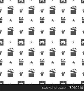 Christmas seamless pattern with gifts and stars on a white background. Christmas seamless pattern with gifts and stars on a white background. Vector illustration