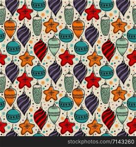 Christmas seamless pattern with hand drawn symbols. Christmas seamless pattern with christmas symbols