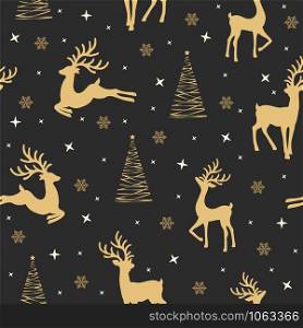 Christmas seamless pattern with reindeer background, Winter pattern with reindeer, wrapping paper, pattern fills, winter greetings, web page background, Christmas and New Year greeting cards