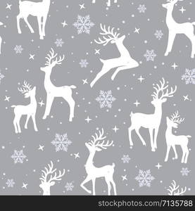 Christmas seamless pattern with reindeer background, Winter pattern with reindeer, wrapping paper, pattern fills, winter greetings, web page background, Christmas and New Year greeting cards