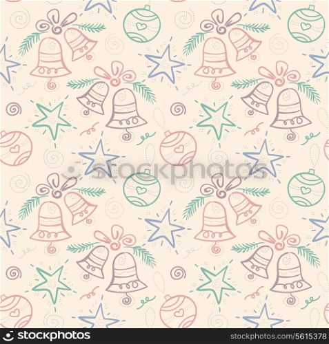 Christmas seamless pattern with snowflake, bell, star, element for design