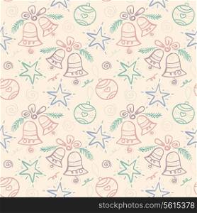 Christmas seamless pattern with snowflake, bell, star, element for design