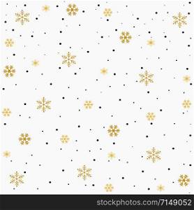 Christmas seamless pattern with snowflakes.Golden snow on white background.