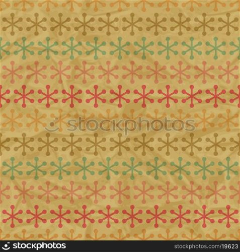 Christmas seamless pattern with snowflakes in retro style.
