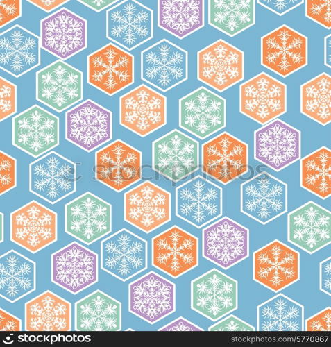 Christmas seamless pattern with snowflakes in retro style.