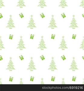 Christmas seamless pattern with trees and gifts on a white background. Christmas seamless pattern with trees and gifts on a white background. Vector illustration