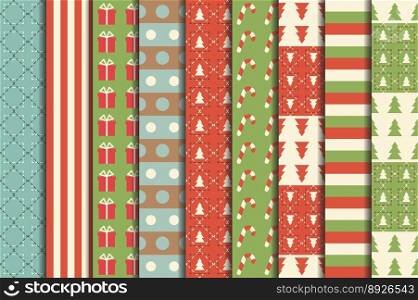 Christmas seamless patterns set vector image