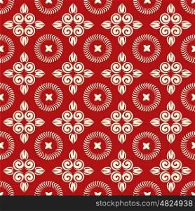 Christmas seamless red floral retro vector patterns tiling. Endless texture can be used for printing onto fabric and paper or scrap booking, surface textile, web page background.