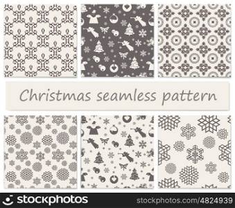 Christmas seamless retro vector patterns tiling. Endless texture can be used for printing onto fabric and paper or scrap booking, surface textile, web page background.