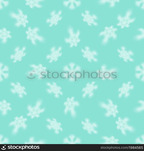 Christmas seamless snowflake pattern with blurred falling snow for Christmas cards, covers, wallpapers and tiled snowflake backgrounds