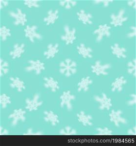 Christmas seamless snowflake pattern with blurred falling snow for Christmas cards, covers, wallpapers and tiled snowflake backgrounds