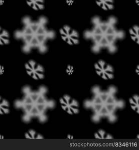 Christmas seamless snowflake pattern with blurred falling snow for Christmas cards, covers, wallpapers and tiled snowflake backgrounds