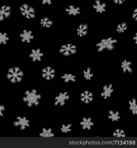 Christmas seamless snowflakes pattern with blurred far falling snow stars for Christmas cards, covers, wallpapers and tiled snowflake backgrounds