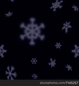 Christmas seamless snowflakes pattern with blurred far falling snow stars for Christmas cards, covers, wallpapers and tiled snowflake backgrounds