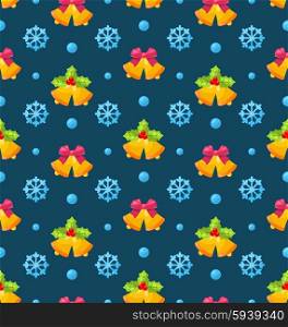 Christmas Seamless Texture with Jingle Bells and Snowflakes. Illustration Christmas Seamless Texture with Jingle Bells and Snowflakes - Vector