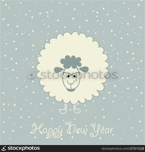 Christmas sheep on a blue background