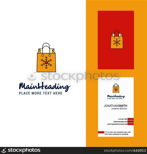 Christmas shopping bag Creative Logo and business card. vertical Design Vector