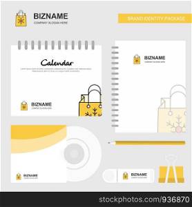 Christmas shopping bag Logo, Calendar Template, CD Cover, Diary and USB Brand Stationary Package Design Vector Template