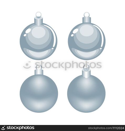 Christmas silver cartoon and mesh vector ornaments isolated on white background