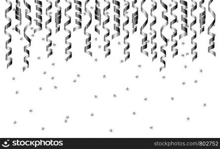 Christmas silver serpentine concept banner. Realistic illustration of Christmas silver serpentine vector concept banner for web design. Christmas silver serpentine concept banner, realistic style
