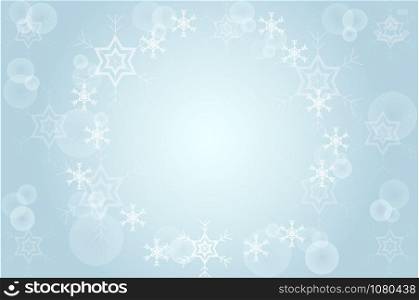 Christmas snow and bokeh on blue background vector